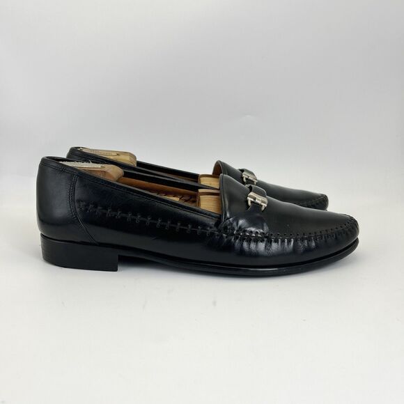 VOLARE by Carlo Leoni Bit Loafers Mens Sz 10.5 Black Leather Made Italy VTG 70s main image 8